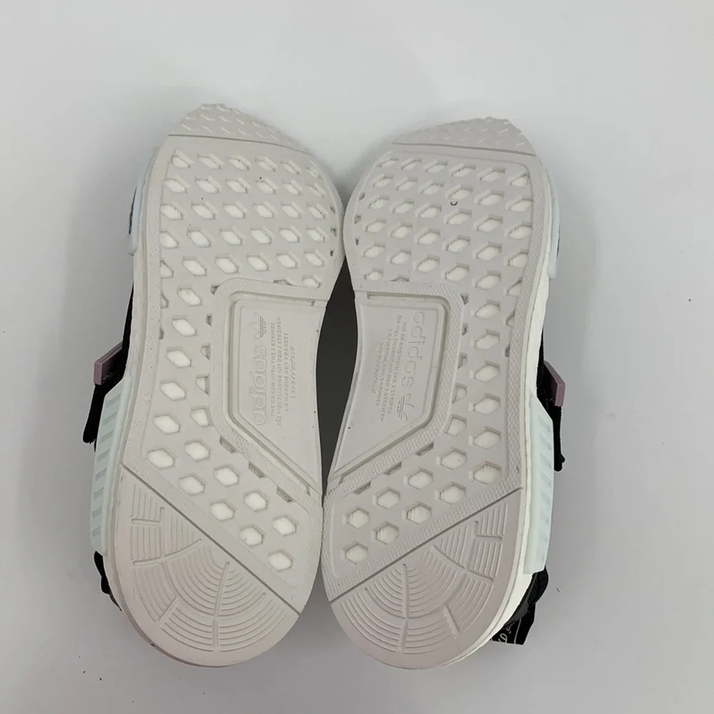 Adidas NMD R1 slip-on sneaker black white chunky strap women 6.5